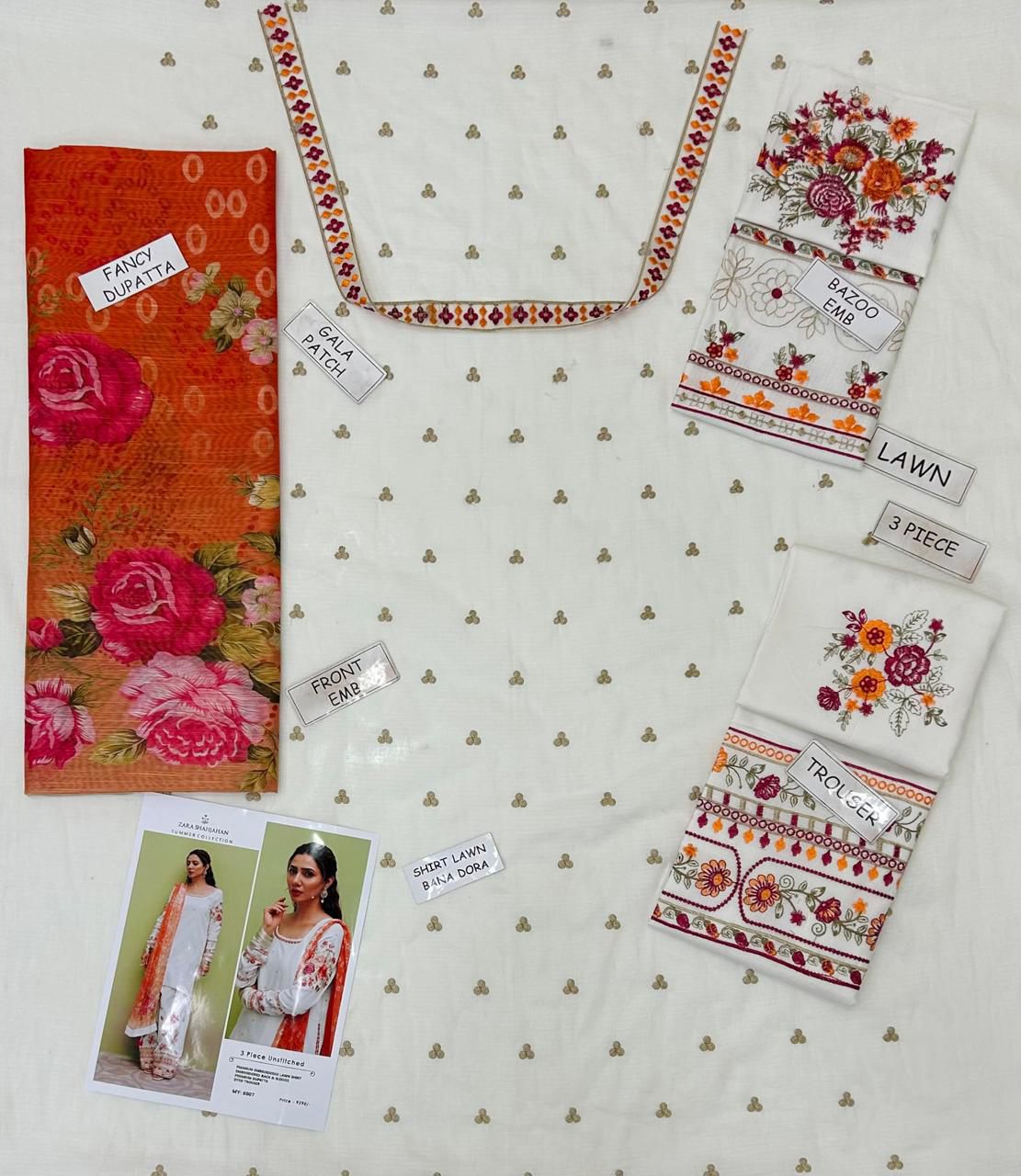 ZARA SHAHJAHAN LAWN 3 PCS