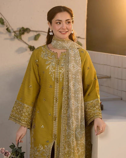 Qalamkar Lawn Embroidered 3pcs