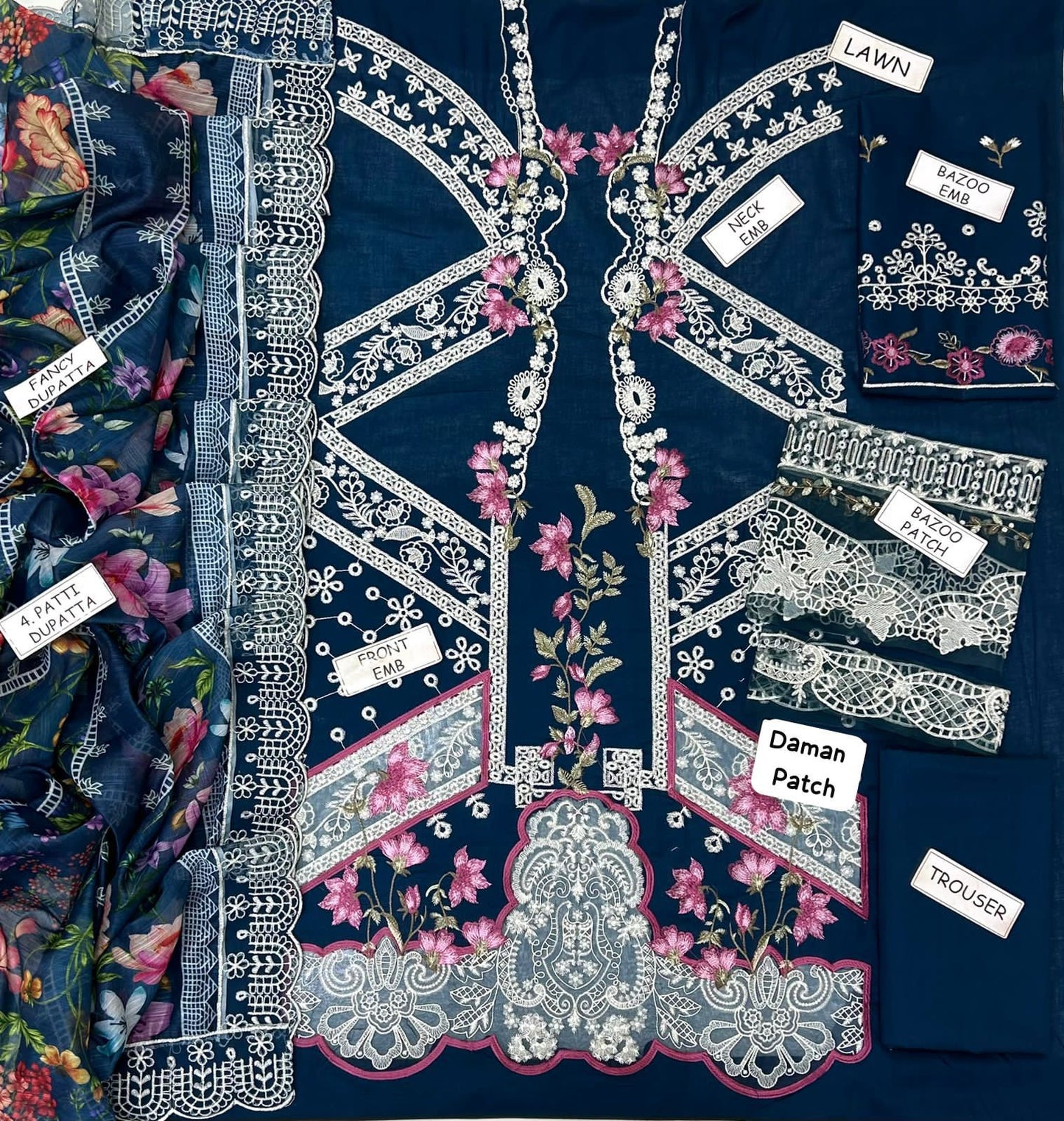 Elaaf Lawn Embroidered 3 pcs