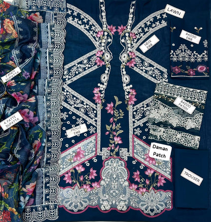 Elaaf Lawn Embroidered 3 pcs