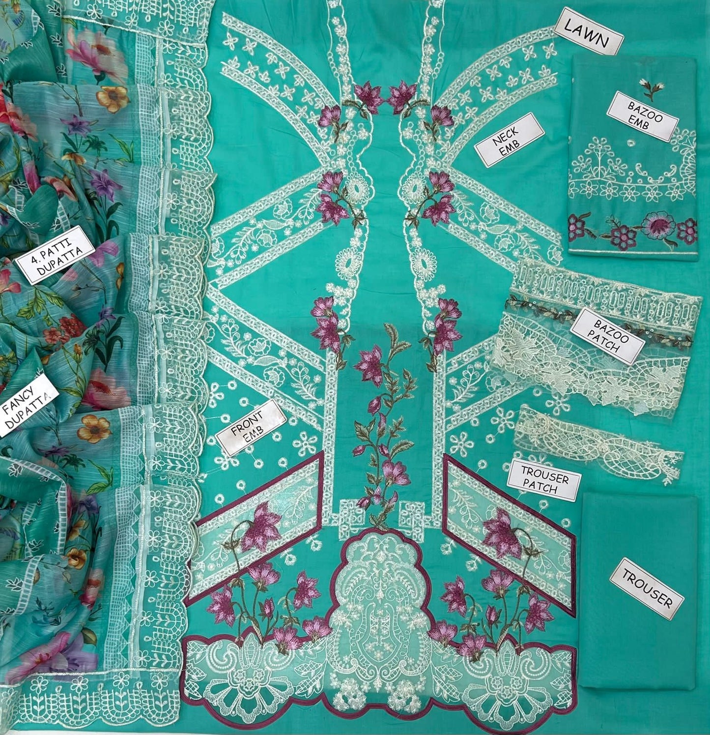 Elaaf Lawn Embroidered 3 Pcs