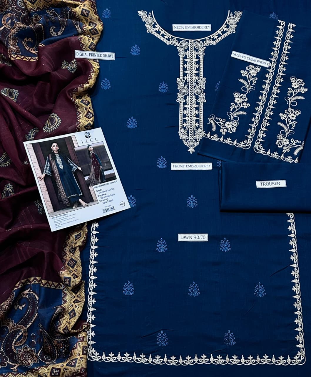 IZEL Lawn Embroidered 3 pcs