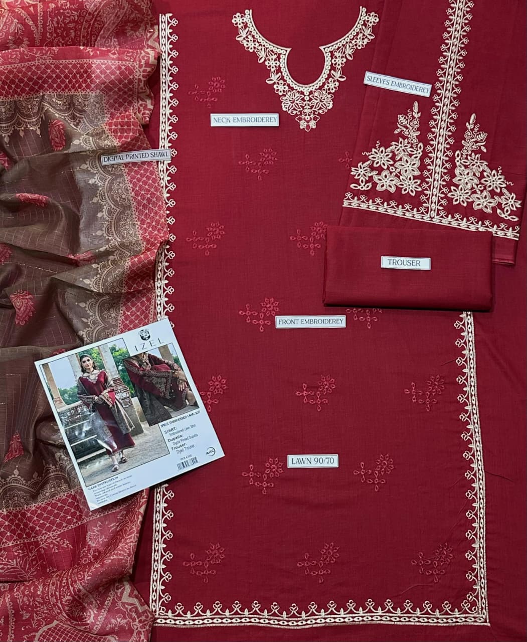 IZEL Lawn Embroidered 3 pcs