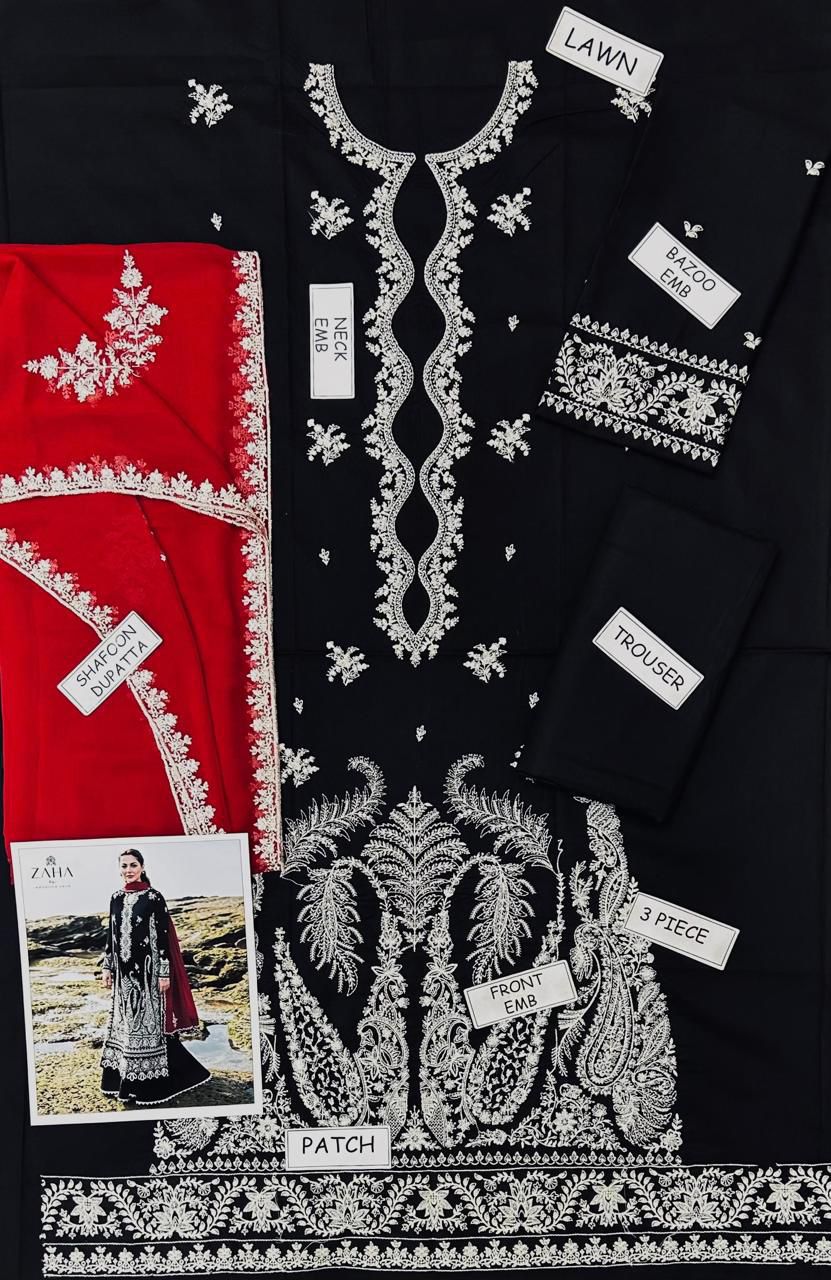 ZAHA Lawn Embroidered 3 pcs