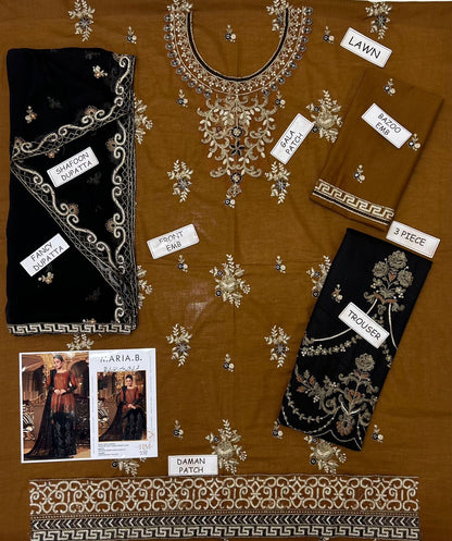 Maria B lawn Embroidered 3 pcs