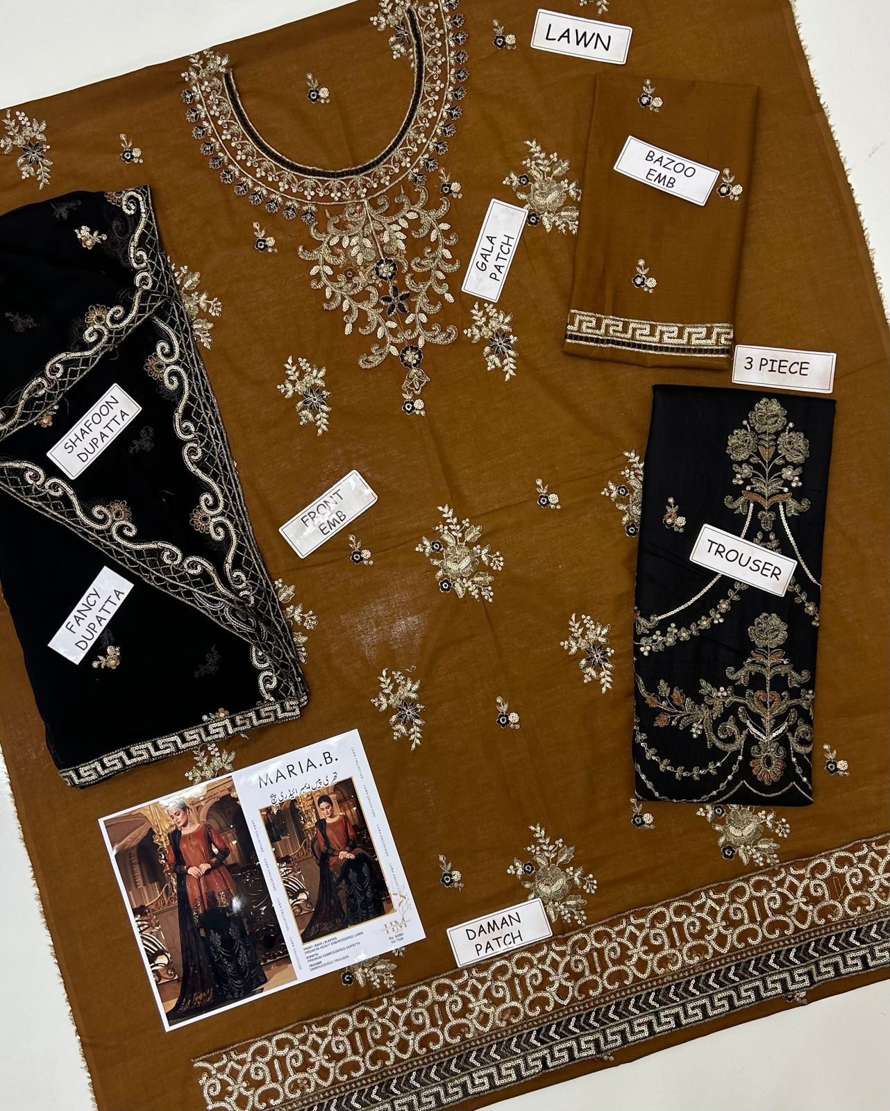 Maria B lawn Embroidered 3 pcs