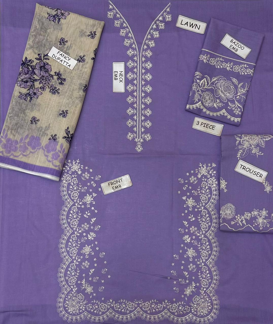 Aneelas Lawn embroidere 3 pcs