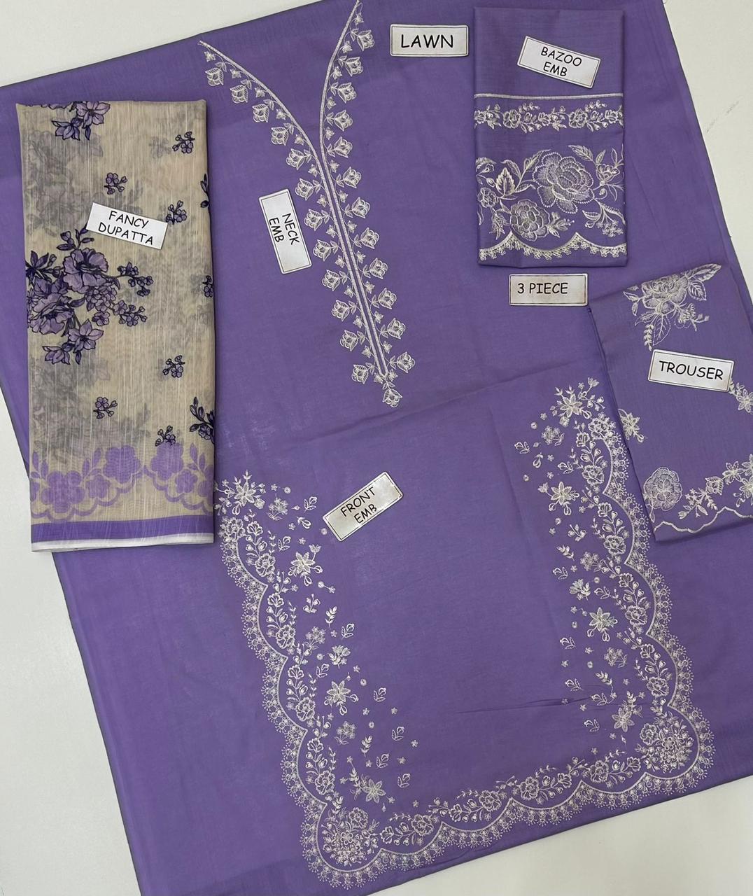 Aneelas Lawn embroidere 3 pcs