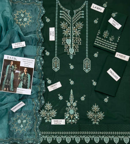 Batik Lawn Embroidered 3 pcs
