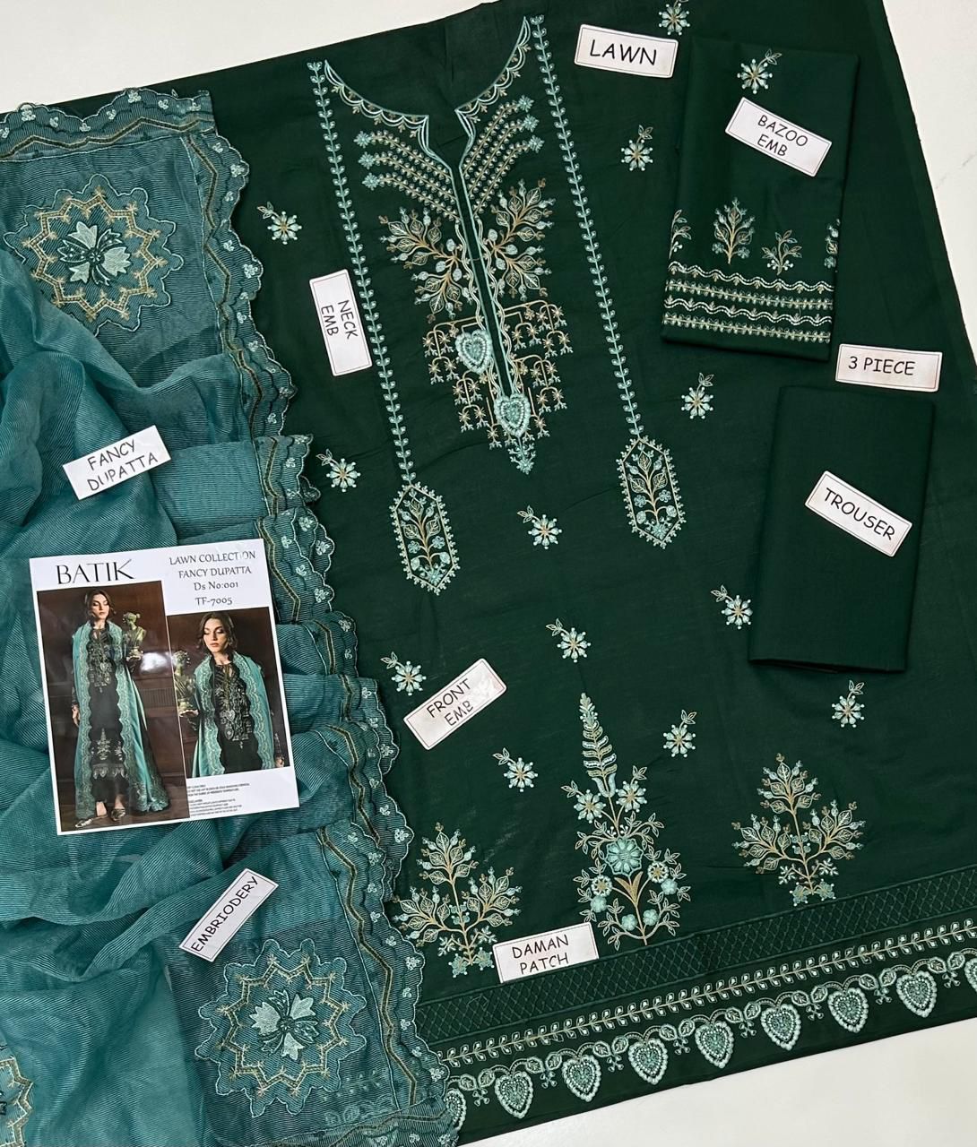 Batik Lawn Embroidered 3 pcs