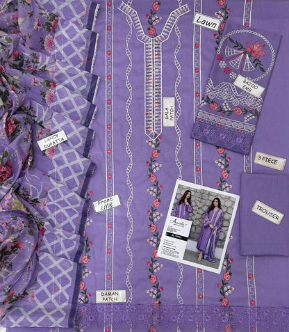 ANEELAS LAWN EMBROIDERED 3 PCS