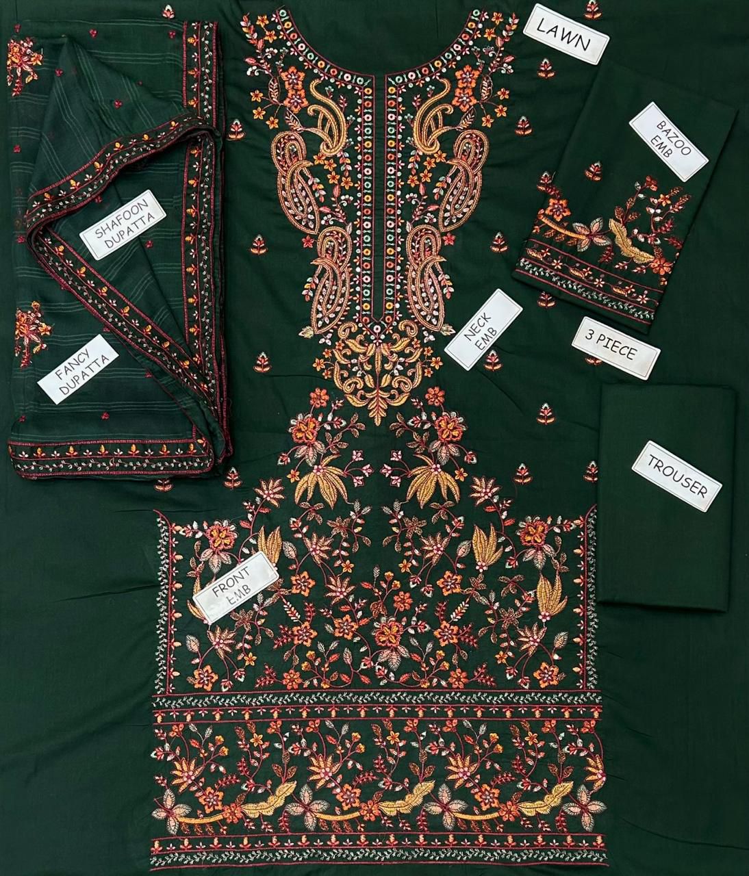 ASIMJOFA LAWN EMBROIDERED 3 PCS