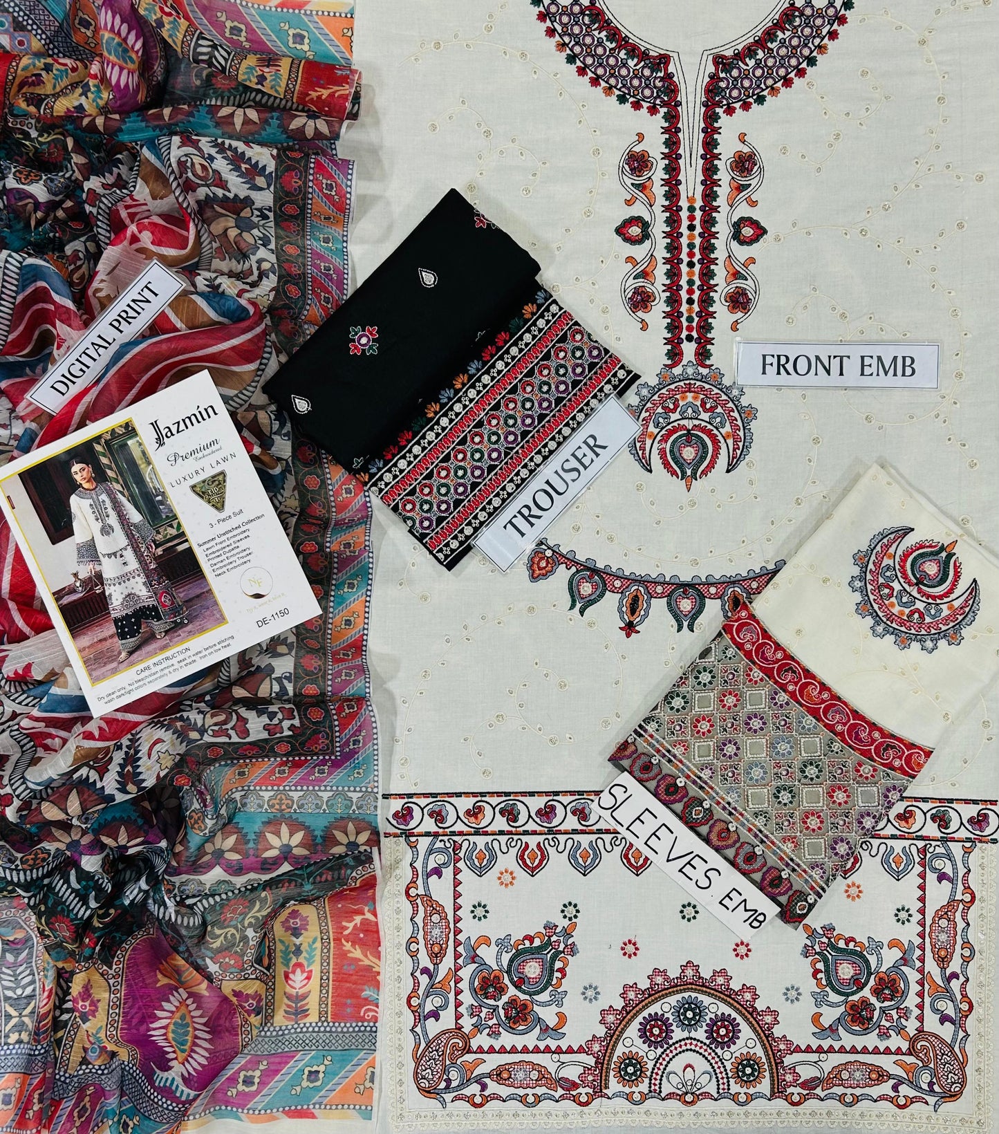JAZMIN LAWN EMBROIDERED 3 PCS