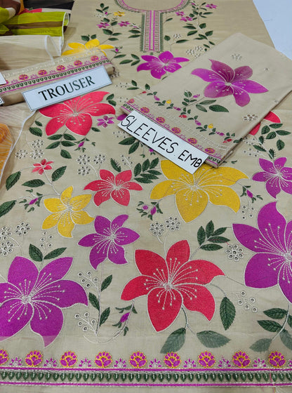 ANEELAS LAWN EMBROIDERED 3 PCS