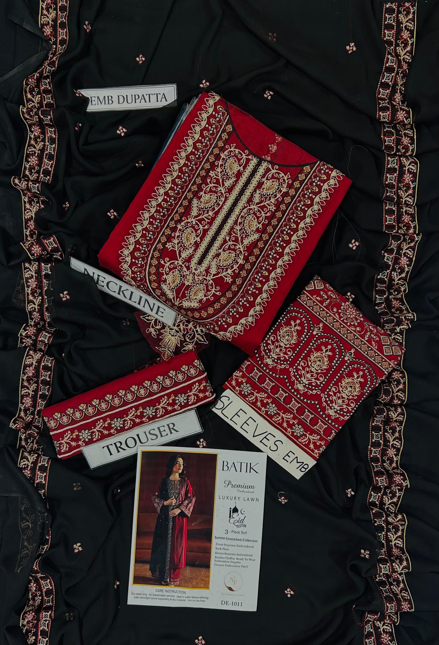 Batik Lawn Embroidered 3  pcs