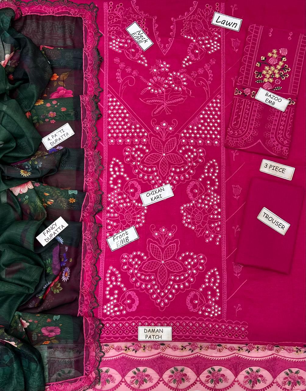 BAROQUE Lawn Embroidered 3 pcs