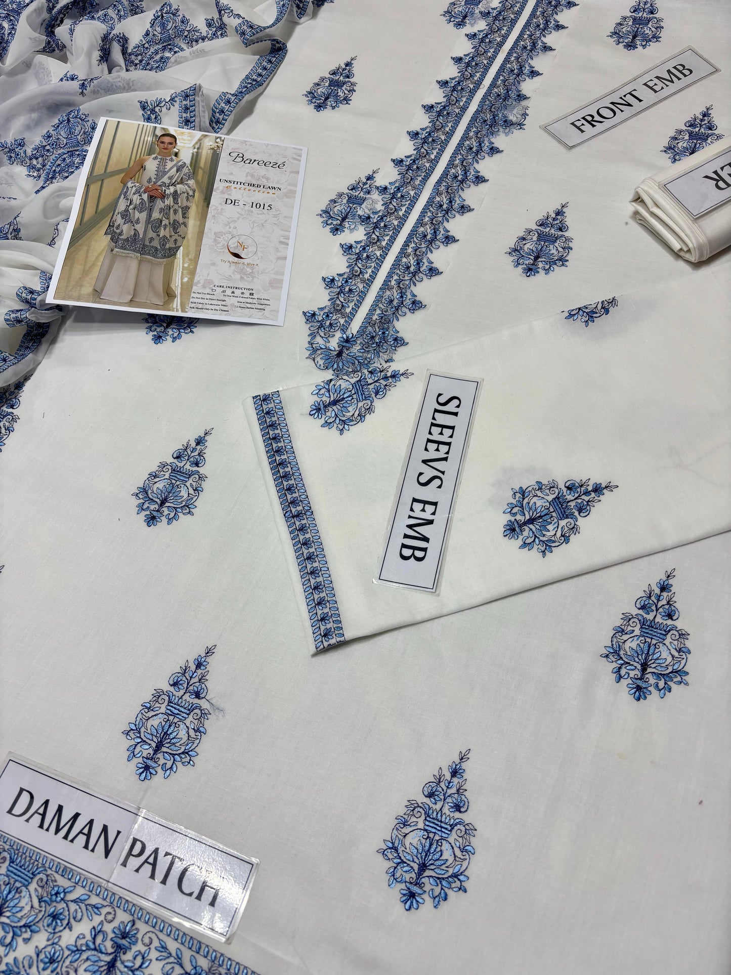 BAREEZE LAWN Embroidered 3 PCS