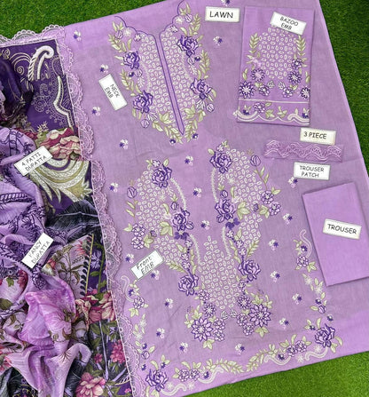 QALAMKAR LAWN EMBROIDERED 3 PCS