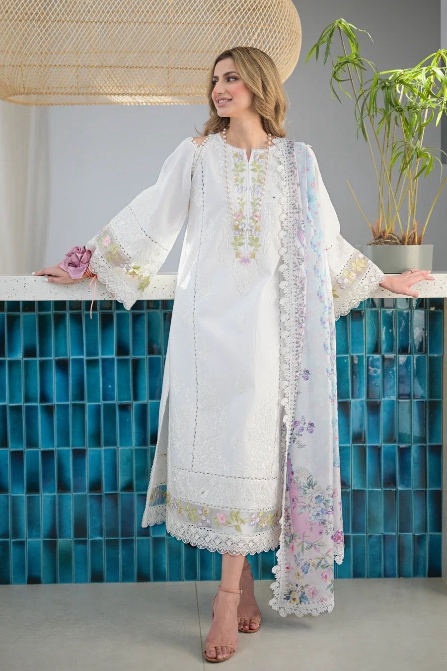 AGHA NOOR LAWN EMBROIDERED 3 PCS