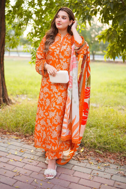 Aneelas Lawn Printed Embroidered 3 pcs