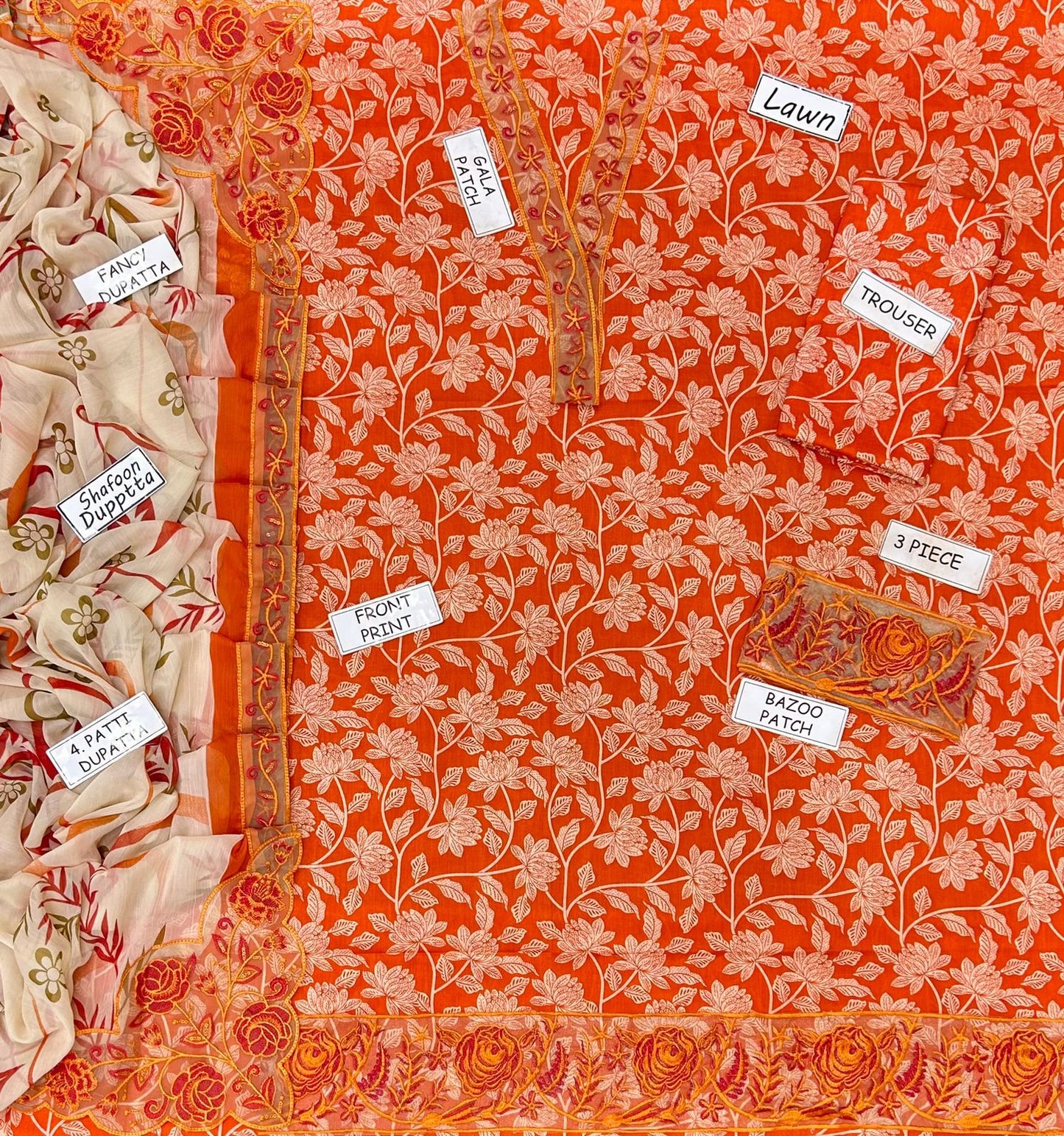 Aneelas Lawn Printed Embroidered 3 pcs
