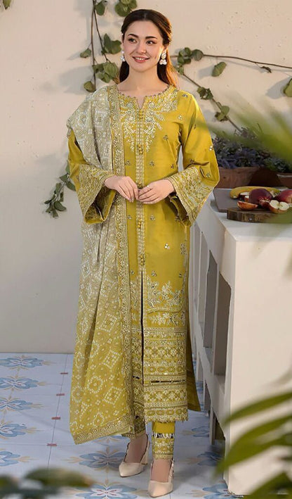 Qalamkar DHANAK EMBROIDERED 3PCS