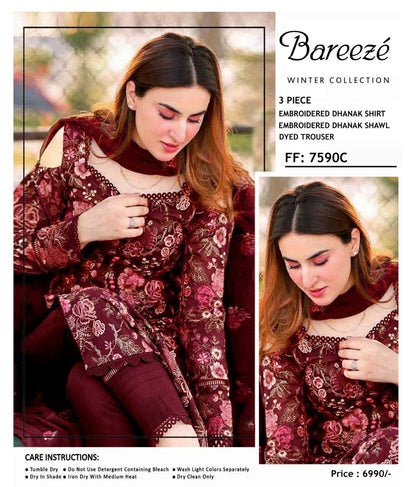 Bareeze DHANAK EMBROIDERED 3PCS