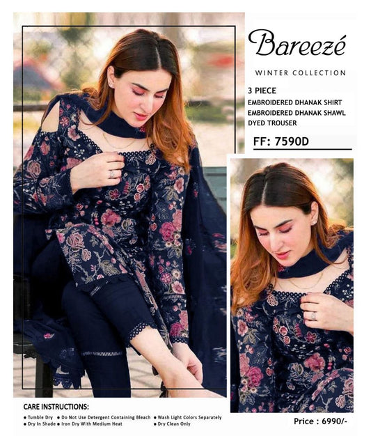 Bareeze DHANAK EMBROIDERED 3PCS