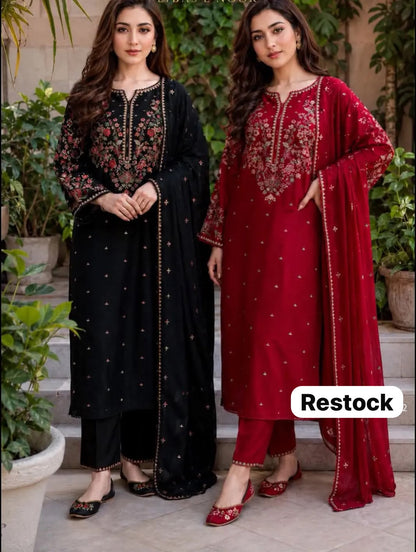 BATIK Premium Dhanak Embroidered 3 PCS