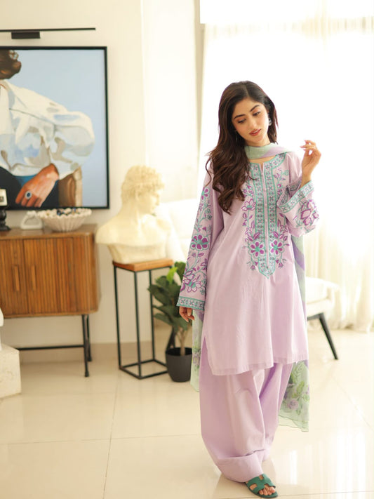 SAPPHIRE DHANAK EMBROIDERED 3PCS