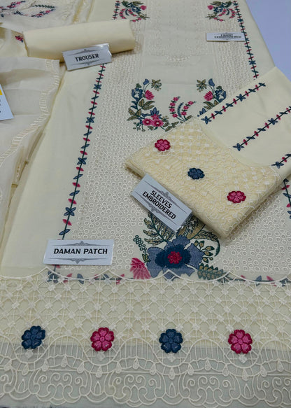 QALAMKAR  DHANAK EMBROIDERED 3PCS