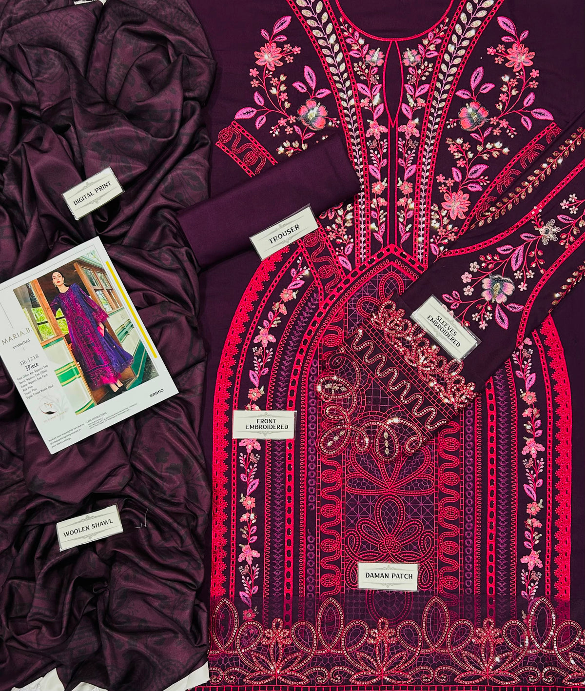 MARIA B  DHANAK EMBROIDERED 3PCS