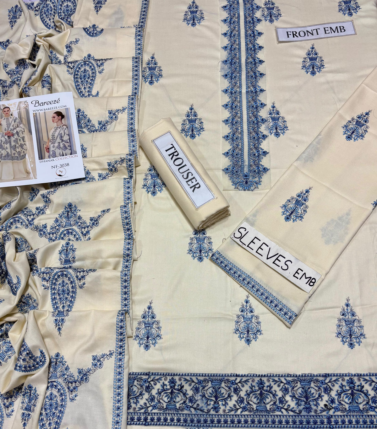 BAREEZE  DHANAK EMBROIDERED 3PCS