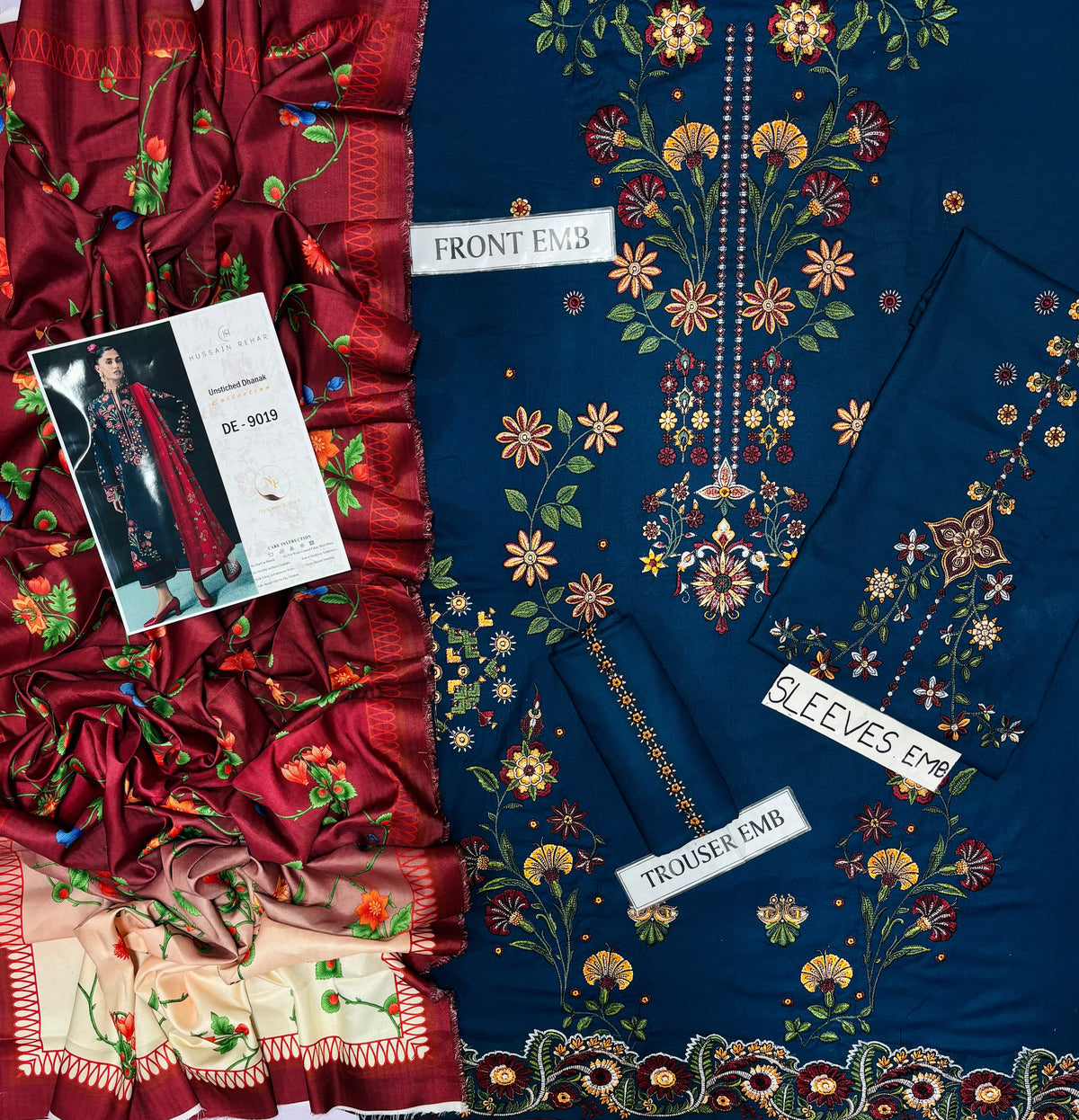 HUSSAIN REHAR  DHANAK  EMBROIDERED 3 PCS