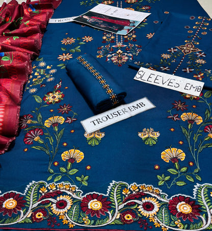 HUSSAIN REHAR  DHANAK  EMBROIDERED 3 PCS