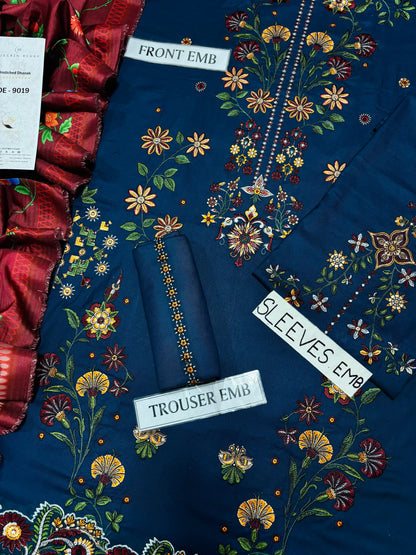 HUSSAIN REHAR  DHANAK  EMBROIDERED 3 PCS