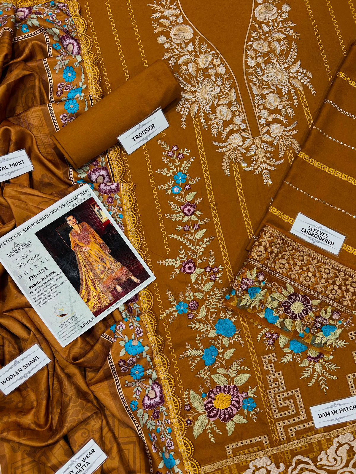MARIA B  DHANAK  EMBROIDERED 3 PCS