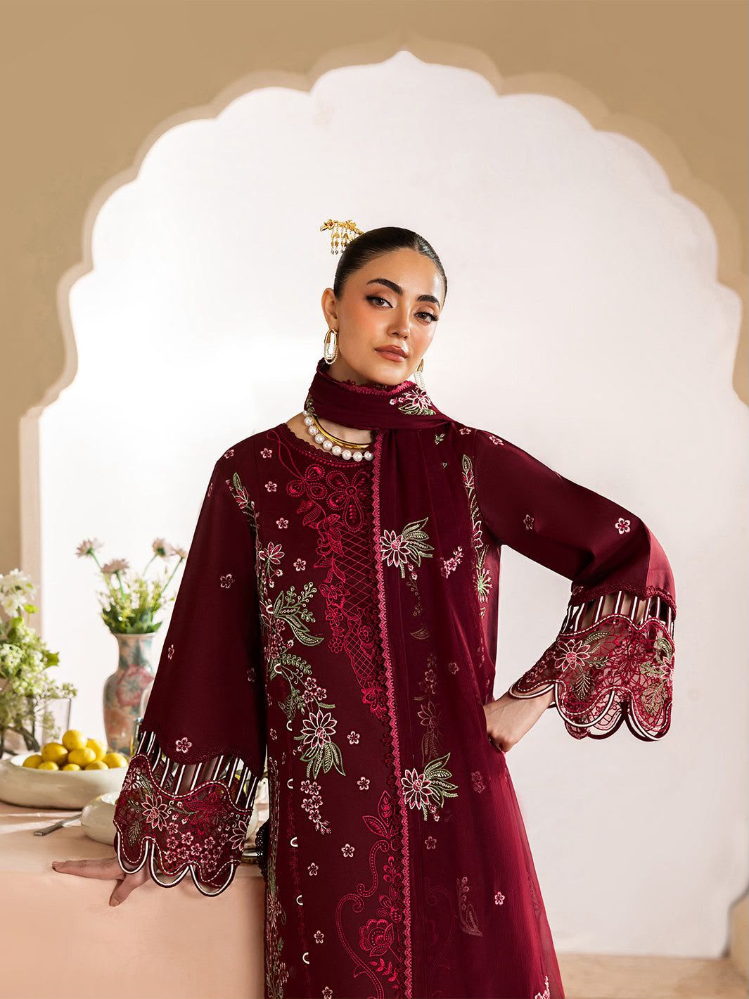 MAHNUR DHANAK   EMBROIDERED 3 PCS