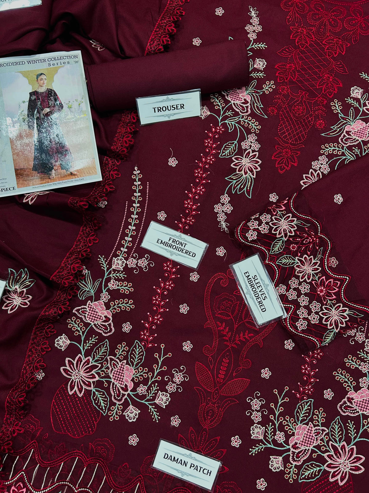 MAHNUR DHANAK   EMBROIDERED 3 PCS