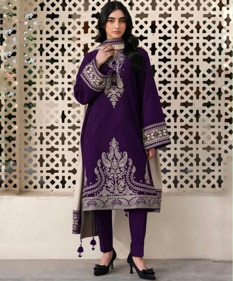 JAZMIN Dhanak Embroidered 3 pcs