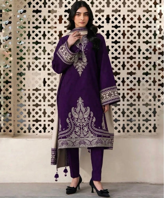 JAZMIN Dhanak Embroidered 3 pcs