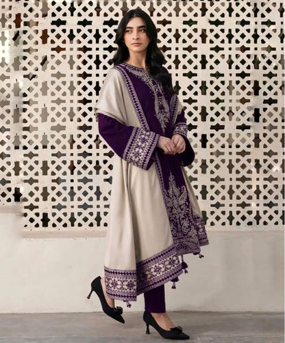 JAZMIN Dhanak Embroidered 3 pcs
