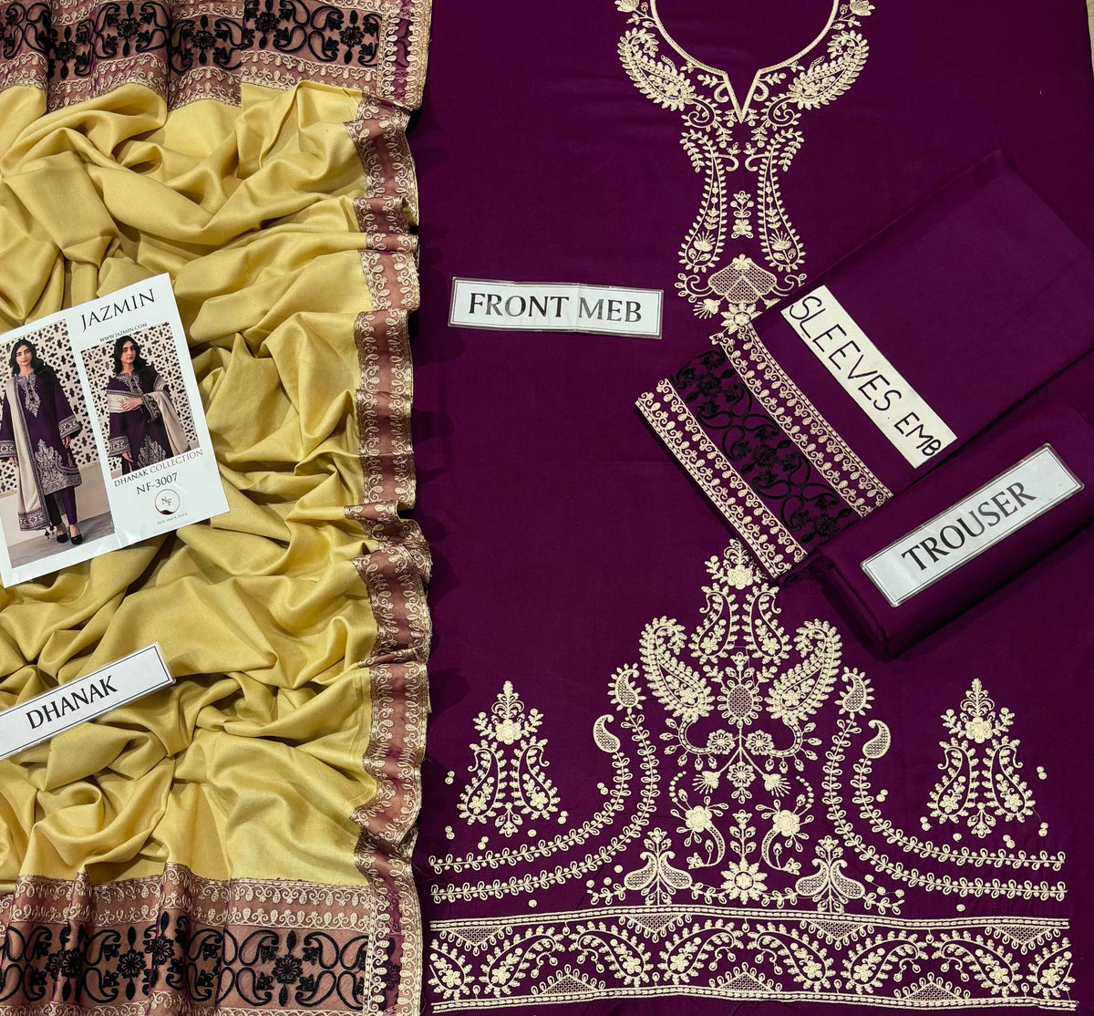 JAZMIN Dhanak Embroidered 3 pcs