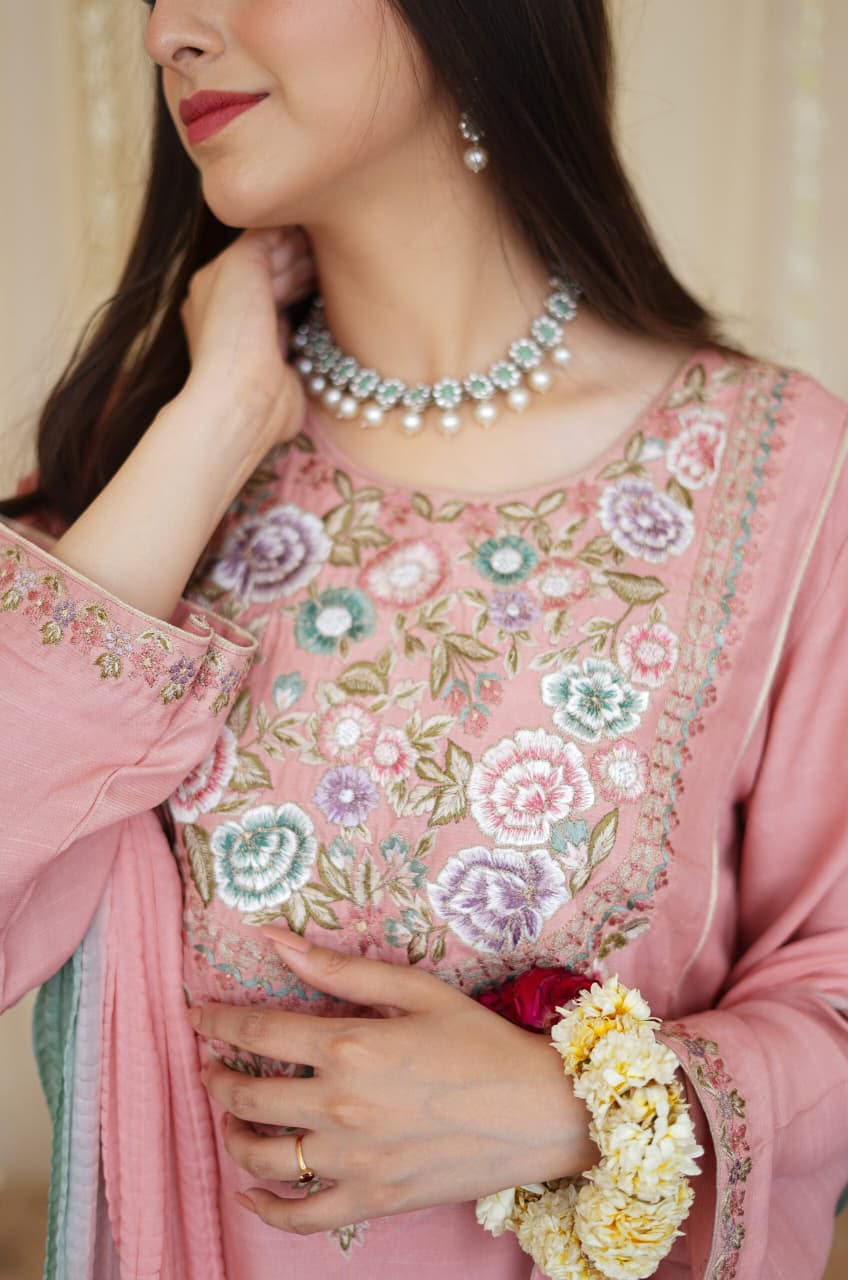 ASLING  DHANAK EMBROIDERED 3 PCS