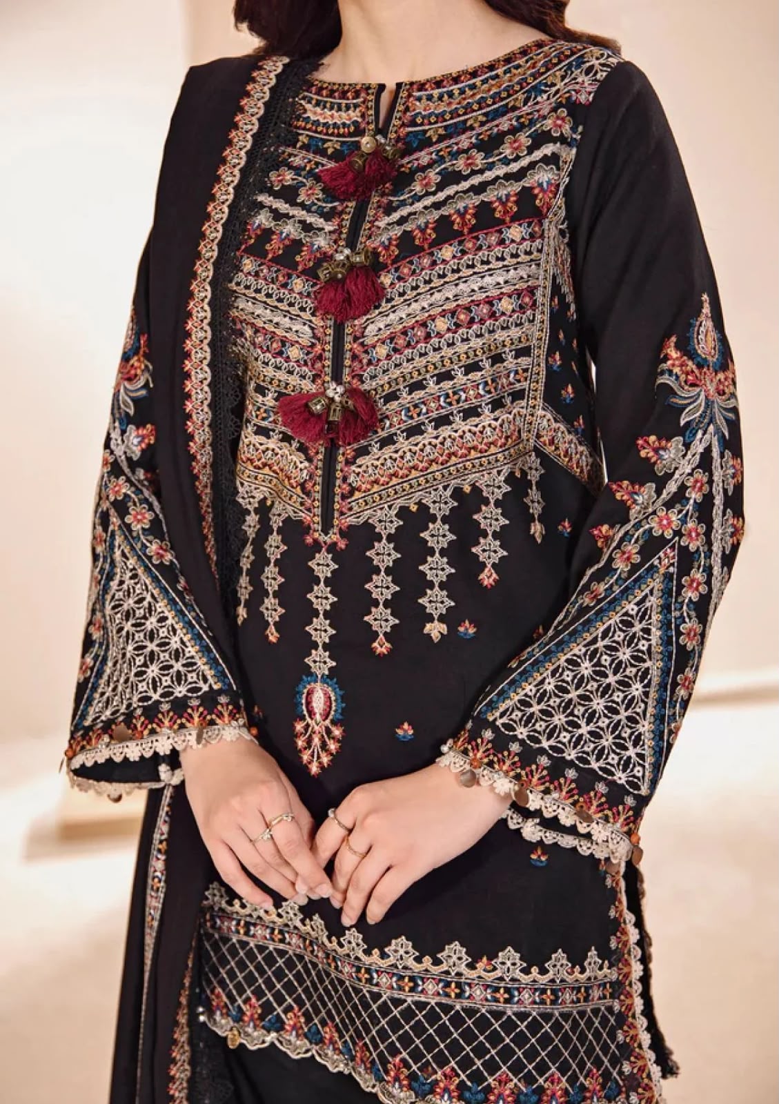 FLORENT DHANAK 3-PIECE EMBROIDERED SUIT DZ