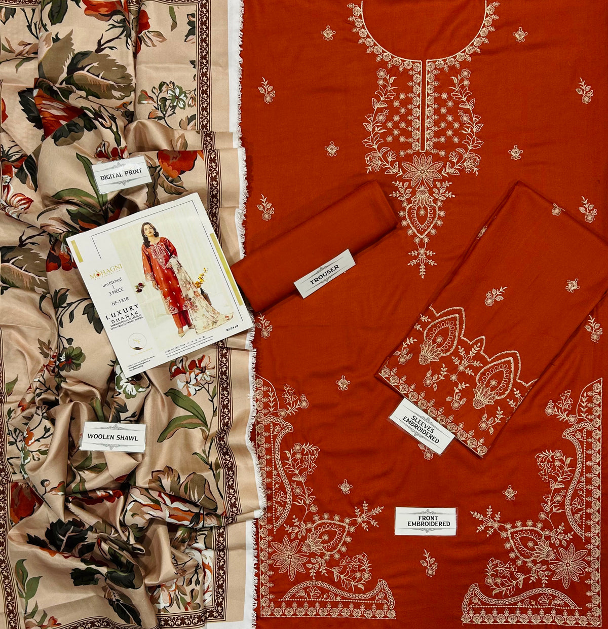 MOHAGNI dHANAK EMBROIDERED 3 pcs