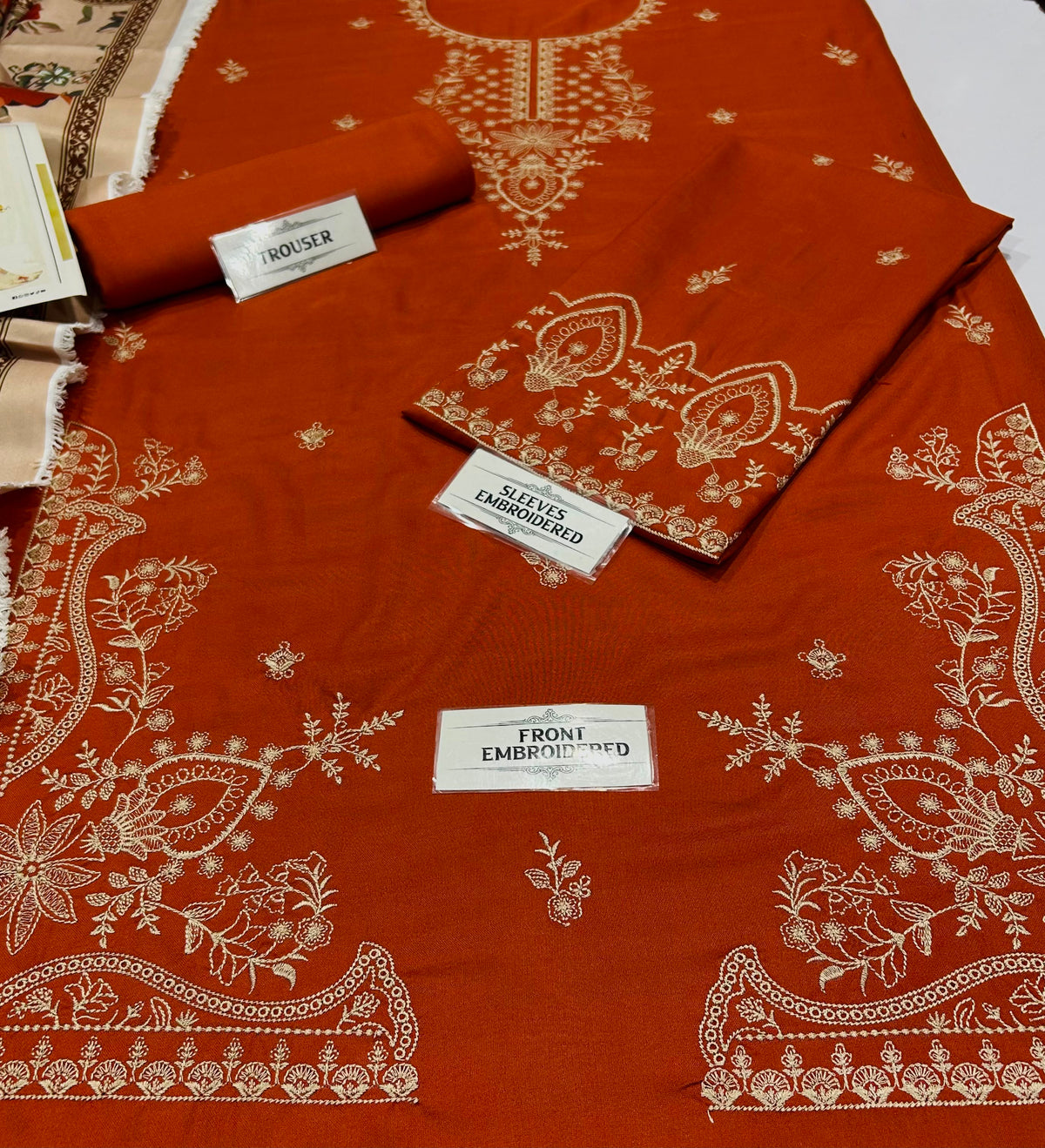 MOHAGNI dHANAK EMBROIDERED 3 pcs
