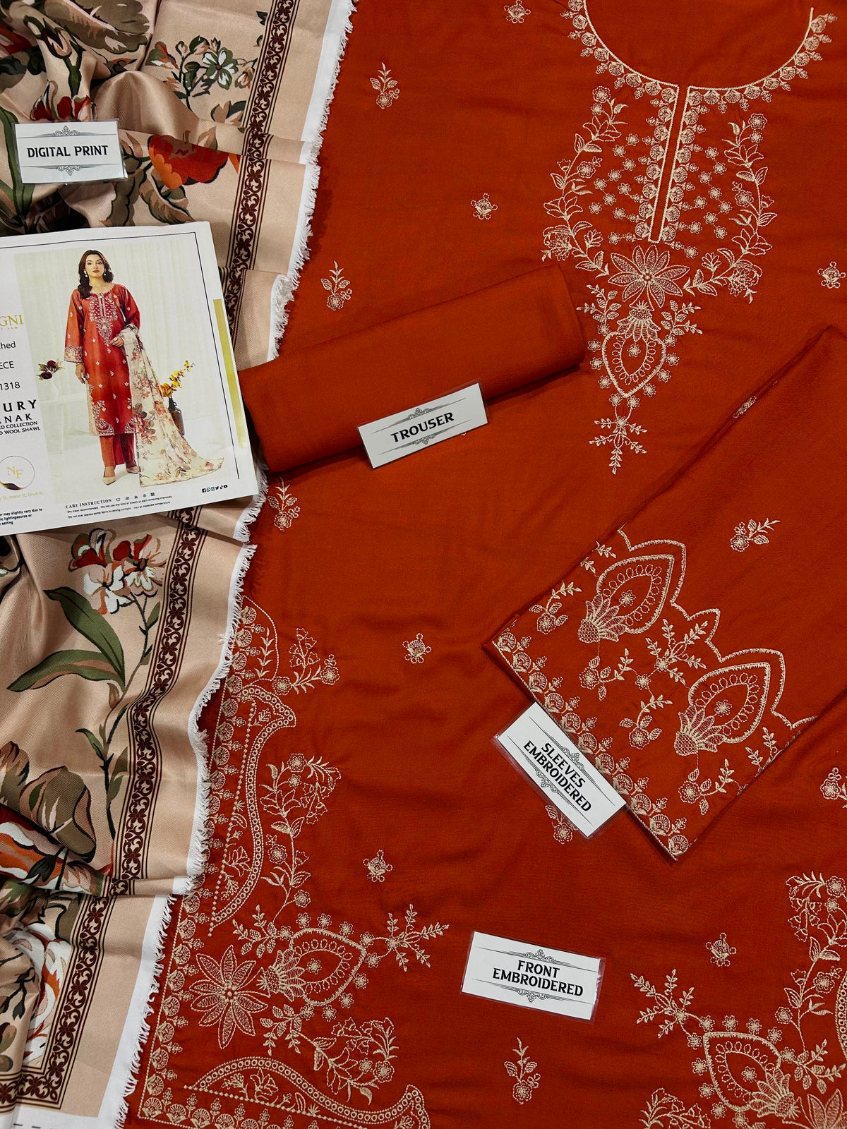MOHAGNI dHANAK EMBROIDERED 3 pcs