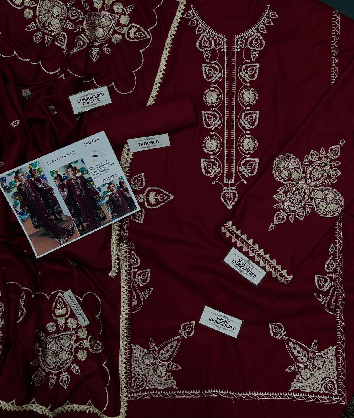NAIN PREET Premium Dhanak Embroidered 3 Pcs