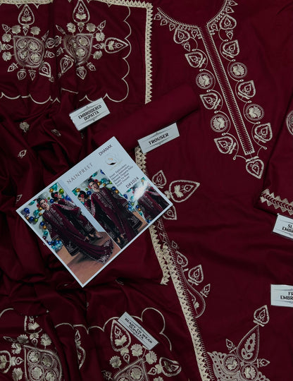 NAIN PREET Premium Dhanak Embroidered 3 Pcs